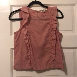 Madewell Pink ruffle top never worn!